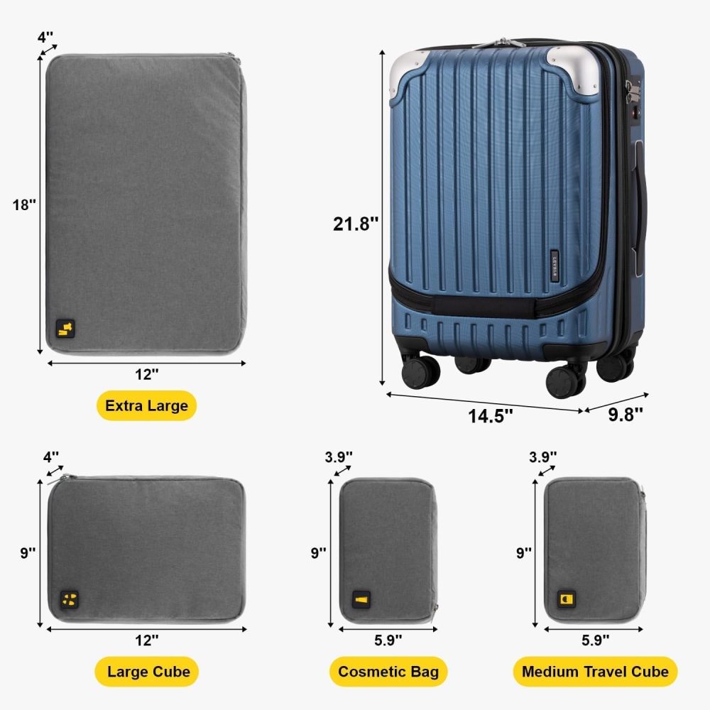 LEVEL8 Carry-on Suitcase 20-Inch with Laptop Compartment, Expandable Hand Luggage Case, ABS+PC Hardshell Spinner Trolley Lightweight 4 Wheels Cabin Size with TSA, Grey - Image 108