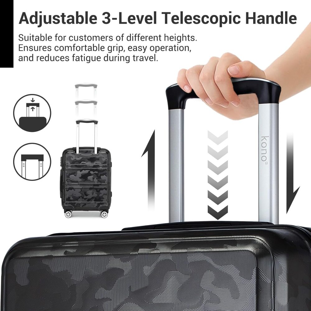 Kono Fashion Hand Luggage Lightweight ABS Hard Shell Trolley Travel Suitcase - Image 61