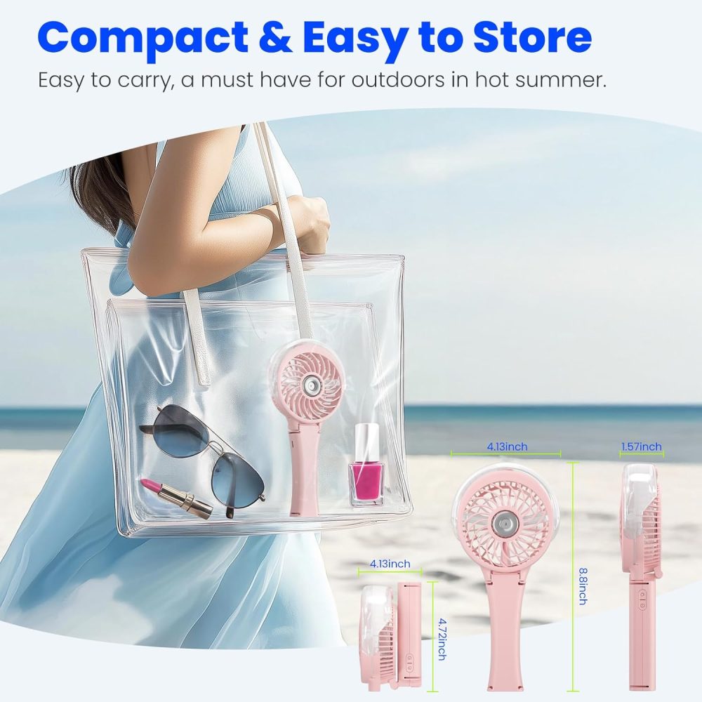HandFan Upgraded Portable Handheld Misting Fan, Rechargeable Personal Mister Fan, Spray Water Mist Fans, Foldable Mini cooling Hand Fans for Summer Beach Travel Concerts, Gifts for Women(Royal Blue) - Image 63