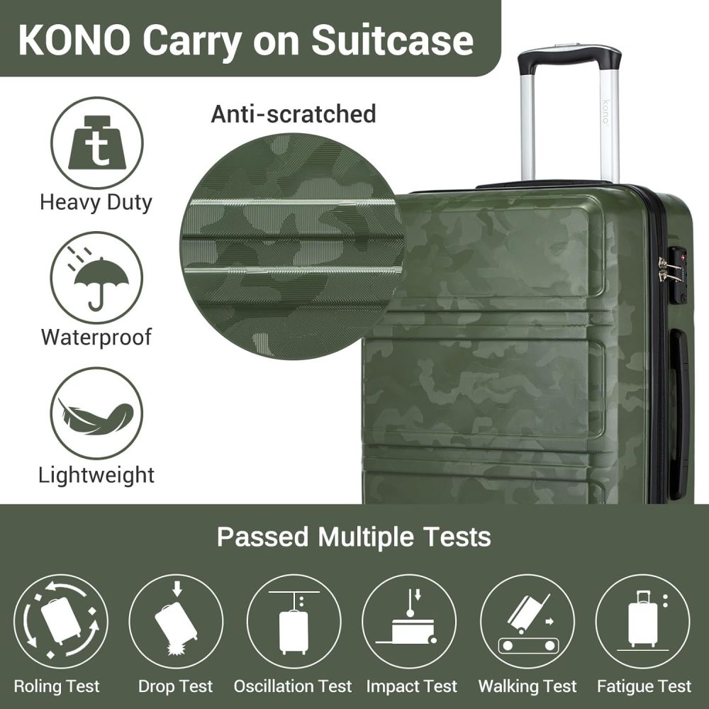 Kono Fashion Hand Luggage Lightweight ABS Hard Shell Trolley Travel Suitcase - Image 51