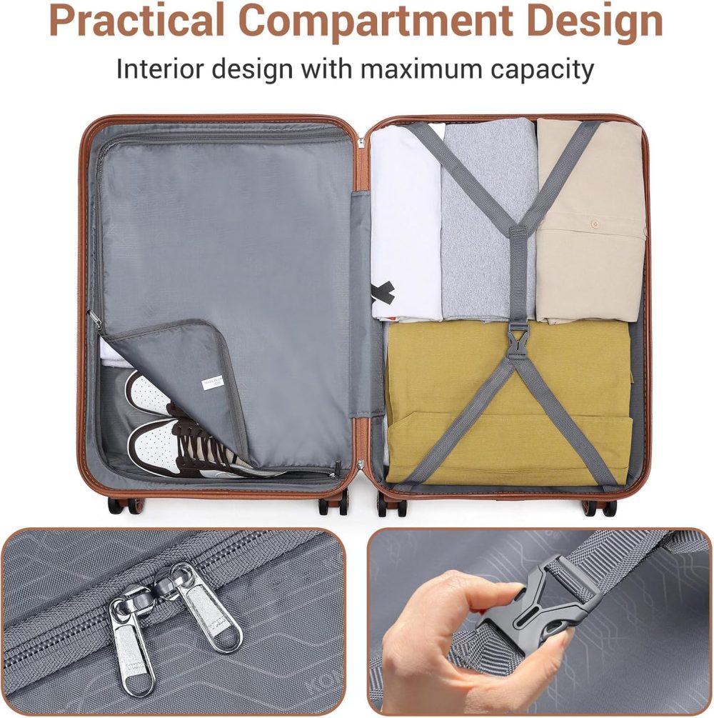 Kono Fashion Hand Luggage Lightweight ABS Hard Shell Trolley Travel Suitcase - Image 87