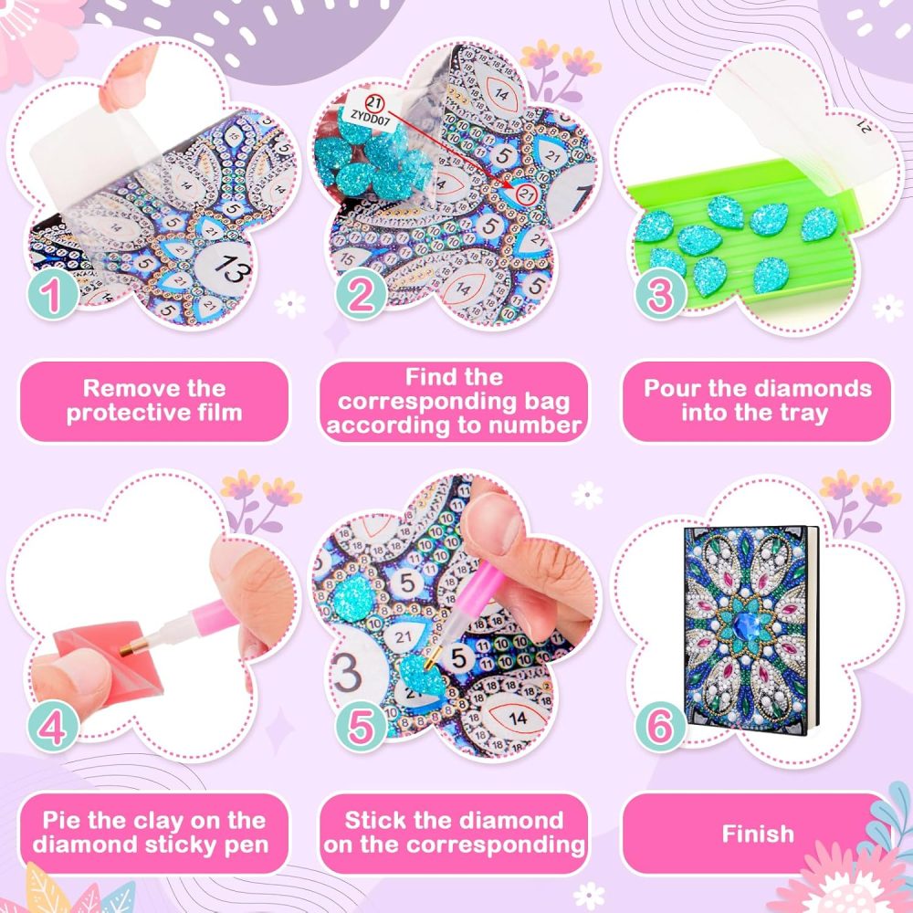 Gifts for 6 7 8 9 10 Year Old Girls: Arts and Crafts for Kids Age 8 10 12 Birthday Presents, Girls Craft Kits Diamond Art Painting Notebook, Creative Craft Toys Stationery Sets for Girl Age 5-12 - Image 14