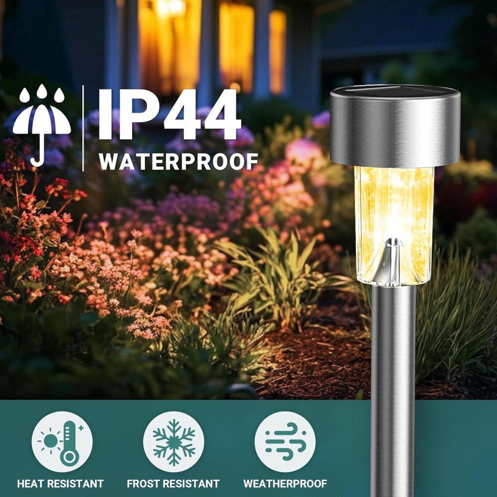 GIGALUMI Solar Lights Outdoor Garden Waterproof,12 Pack,Stainless Steel LED Solar Garden Lights for Patio, Lawn, Yard and Landscape Decor, Cold White - Image 50