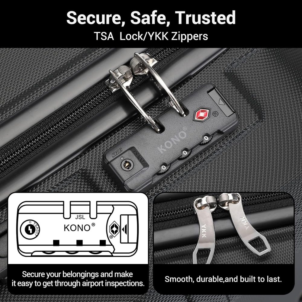 Kono Fashion Hand Luggage Lightweight ABS Hard Shell Trolley Travel Suitcase - Image 20
