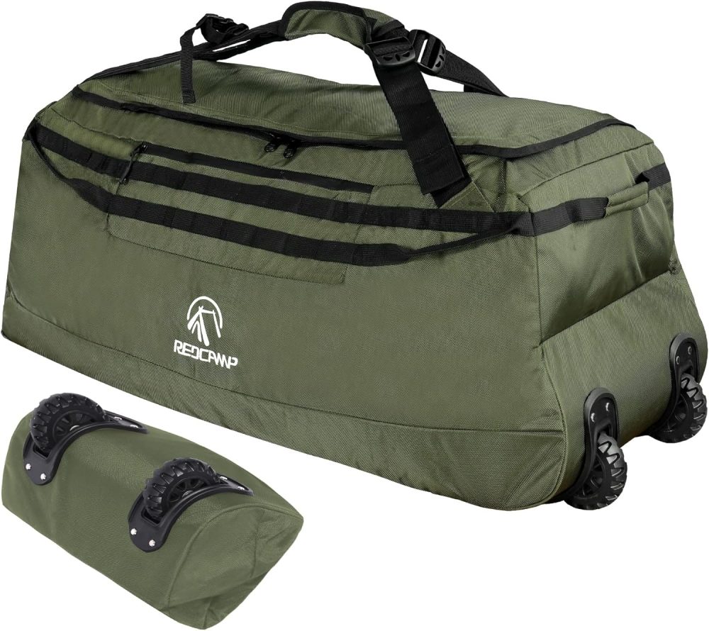 REDCAMP 120L Extra Large Holdall with Wheels, Foldable Wheeled Duffle Bag Travel Bag,Lightweight Waterproof Soft Suitcase Luggage with Rollers for Camping Sports Outdoor, Black - Image 27
