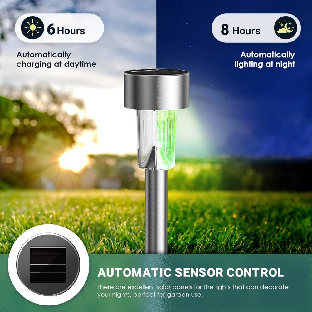 GIGALUMI Solar Lights Outdoor Garden Waterproof,12 Pack,Stainless Steel LED Solar Garden Lights for Patio, Lawn, Yard and Landscape Decor, Cold White - Image 56
