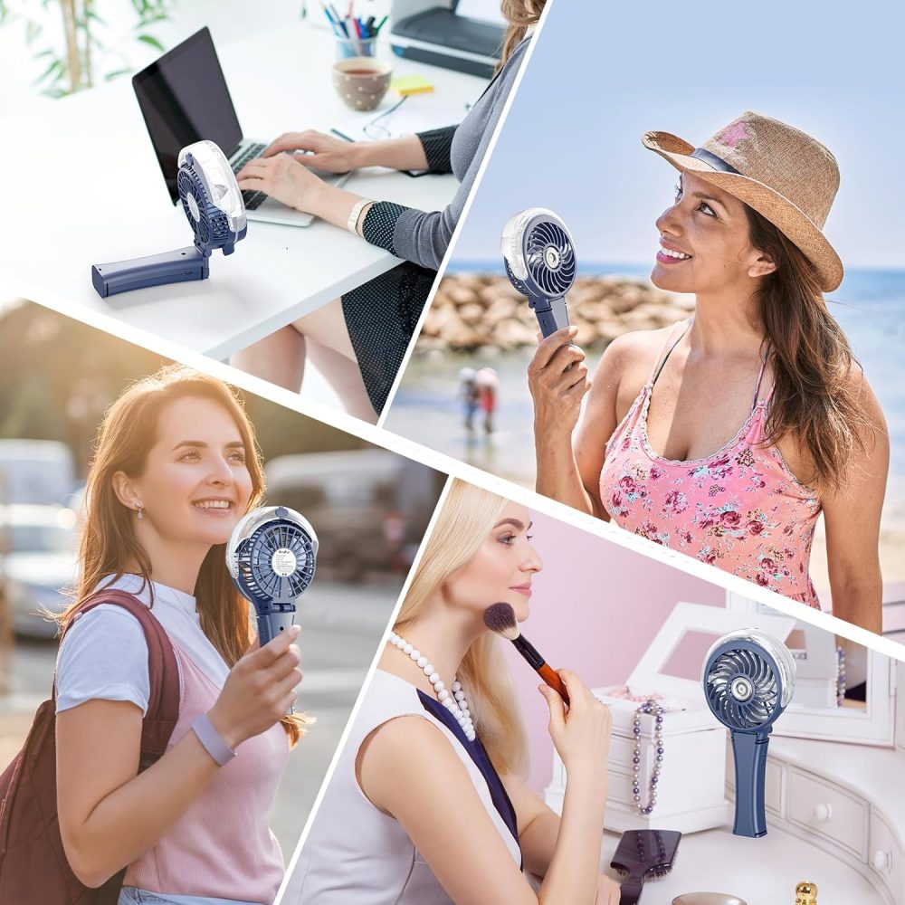 HandFan Upgraded Portable Handheld Misting Fan, Rechargeable Personal Mister Fan, Spray Water Mist Fans, Foldable Mini cooling Hand Fans for Summer Beach Travel Concerts, Gifts for Women(Royal Blue) - Image 43
