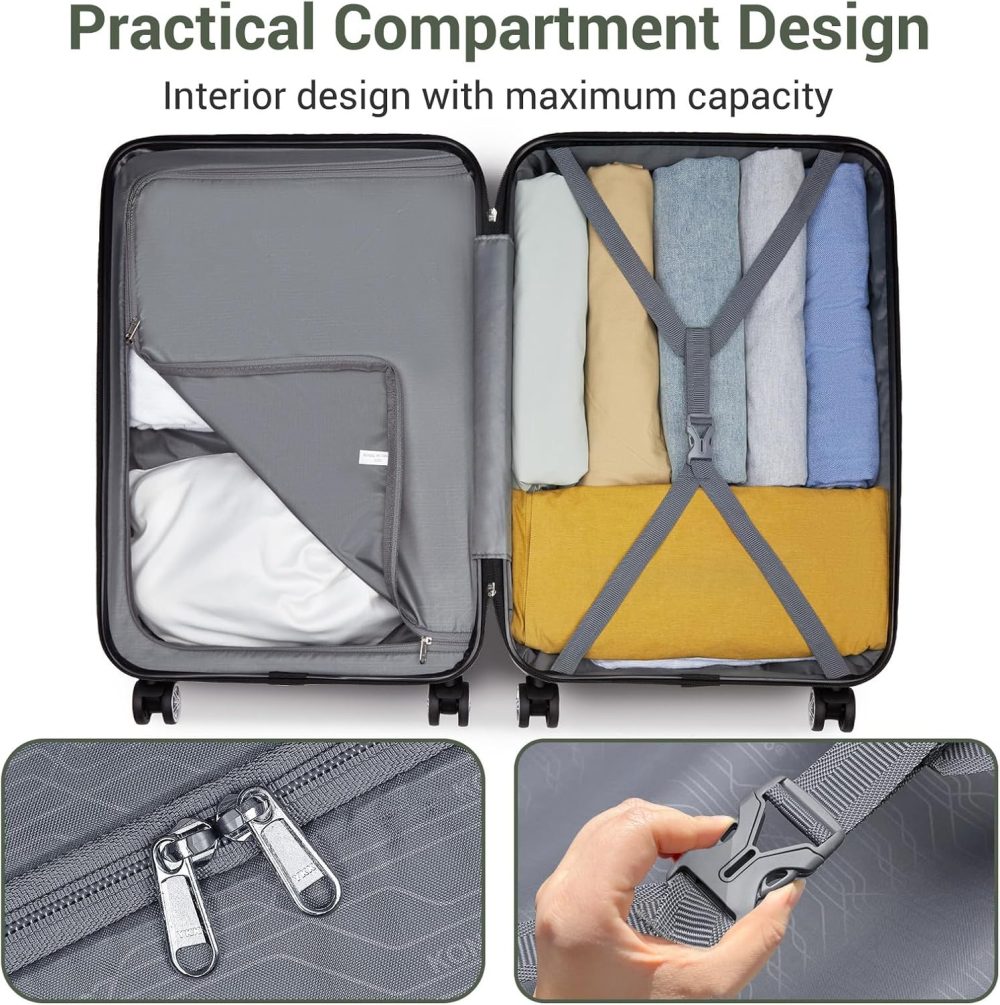 Kono Fashion Hand Luggage Lightweight ABS Hard Shell Trolley Travel Suitcase - Image 55