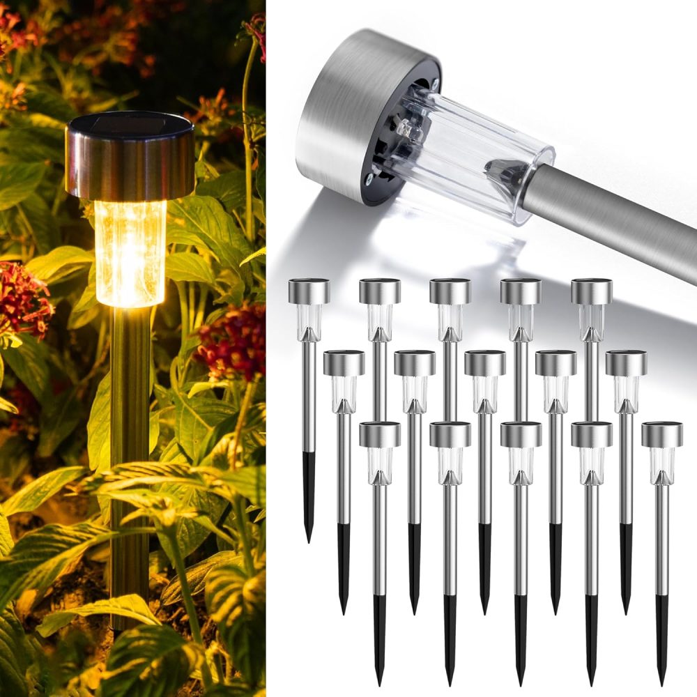 GIGALUMI Solar Lights Outdoor Garden Waterproof,12 Pack,Stainless Steel LED Solar Garden Lights for Patio, Lawn, Yard and Landscape Decor, Cold White - Image 31