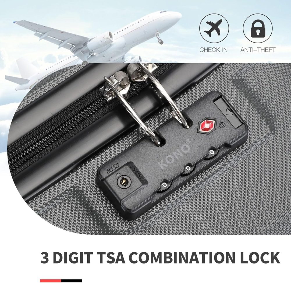 Kono Fashion Hand Luggage Lightweight ABS Hard Shell Trolley Travel Suitcase - Image 138