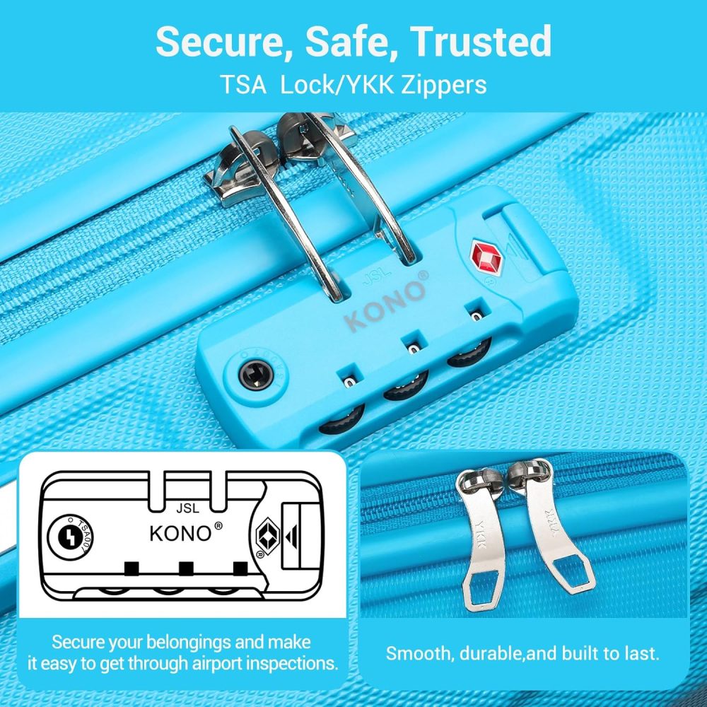 Kono Fashion Hand Luggage Lightweight ABS Hard Shell Trolley Travel Suitcase - Image 4