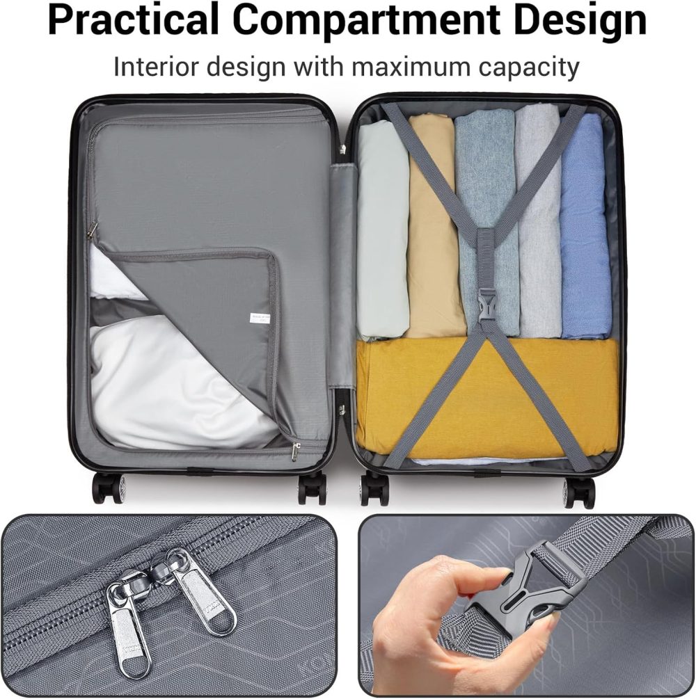 Kono Fashion Hand Luggage Lightweight ABS Hard Shell Trolley Travel Suitcase - Image 14