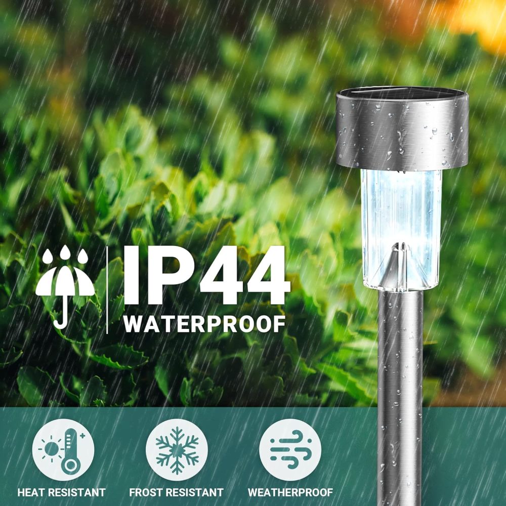 GIGALUMI Solar Lights Outdoor Garden Waterproof,12 Pack,Stainless Steel LED Solar Garden Lights for Patio, Lawn, Yard and Landscape Decor, Cold White - Image 11