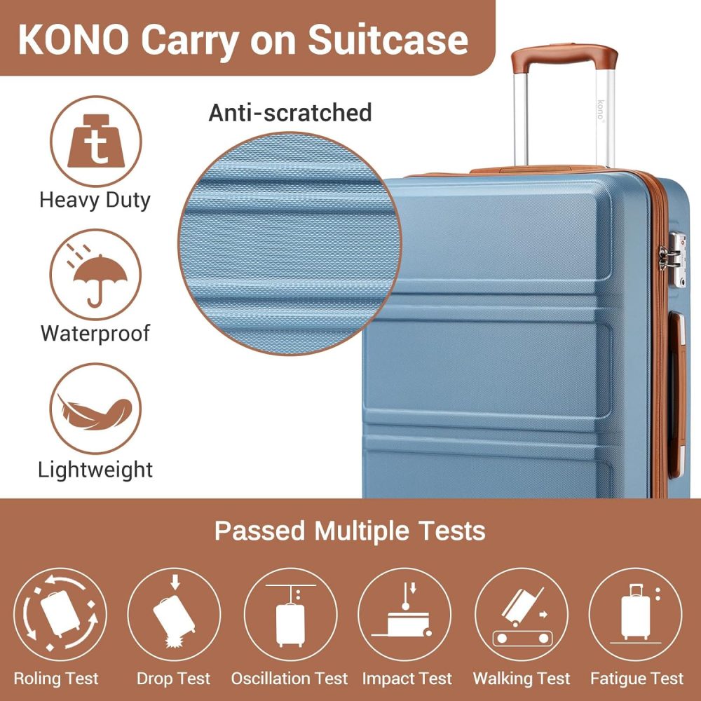Kono Fashion Hand Luggage Lightweight ABS Hard Shell Trolley Travel Suitcase - Image 83