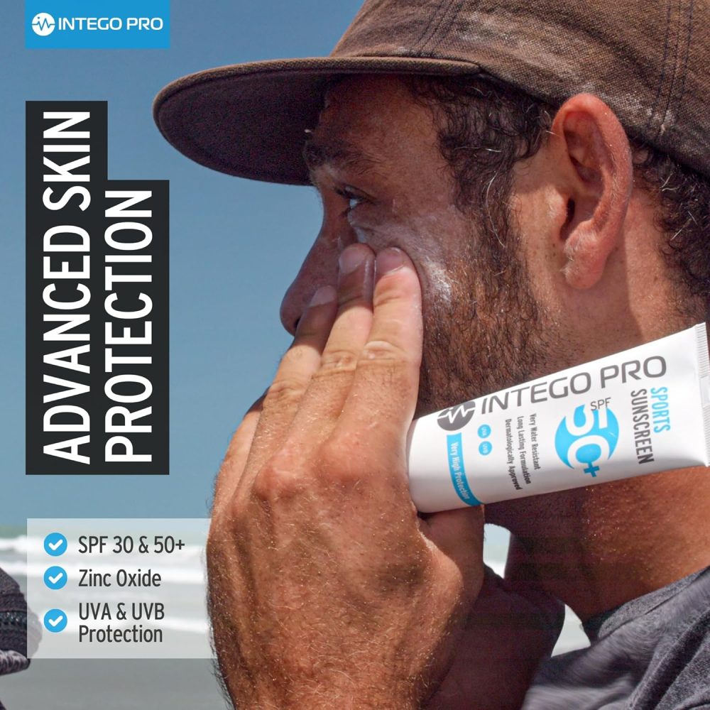 Intego Pro (SPF 50+) Sports Sunscreen | Very Water Resistant & Sweatproof Sun Cream with Zinc Oxide | Non Greasy Formula Suncream Approved by Athletes | Reef Safe, Fragrance Free, Hypoallergenic - Image 2