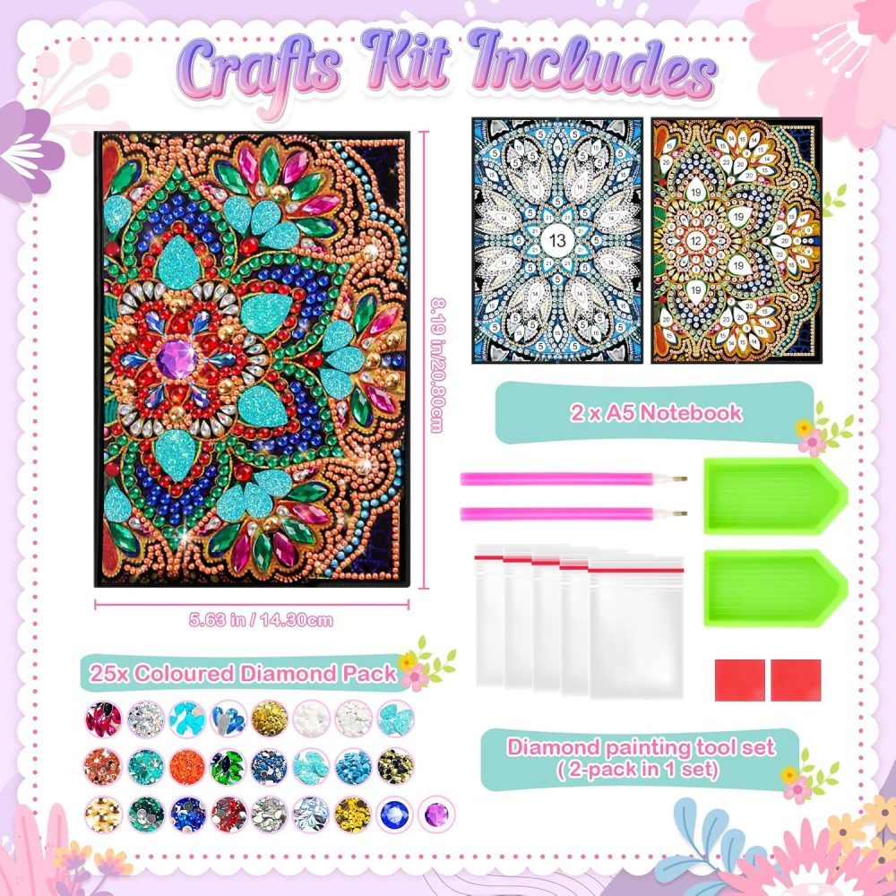 Gifts for 6 7 8 9 10 Year Old Girls: Arts and Crafts for Kids Age 8 10 12 Birthday Presents, Girls Craft Kits Diamond Art Painting Notebook, Creative Craft Toys Stationery Sets for Girl Age 5-12 - Image 13