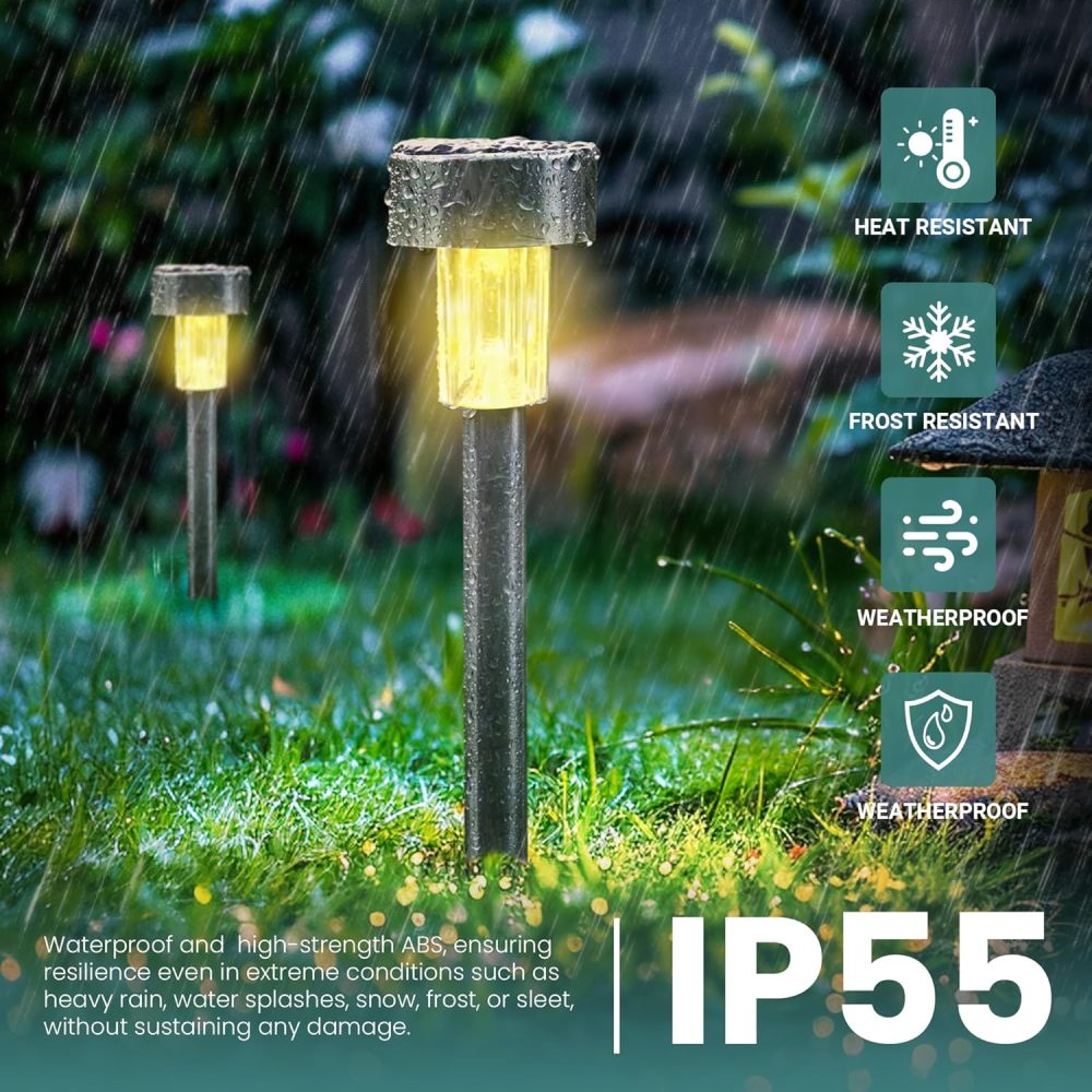 GIGALUMI Solar Lights Outdoor Garden Waterproof,12 Pack,Stainless Steel LED Solar Garden Lights for Patio, Lawn, Yard and Landscape Decor, Cold White - Image 19
