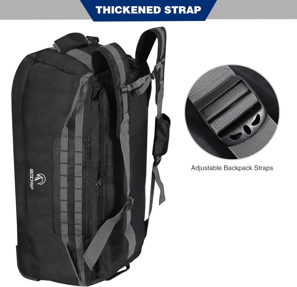 REDCAMP 120L Extra Large Holdall with Wheels, Foldable Wheeled Duffle Bag Travel Bag,Lightweight Waterproof Soft Suitcase Luggage with Rollers for Camping Sports Outdoor, Black - Image 61
