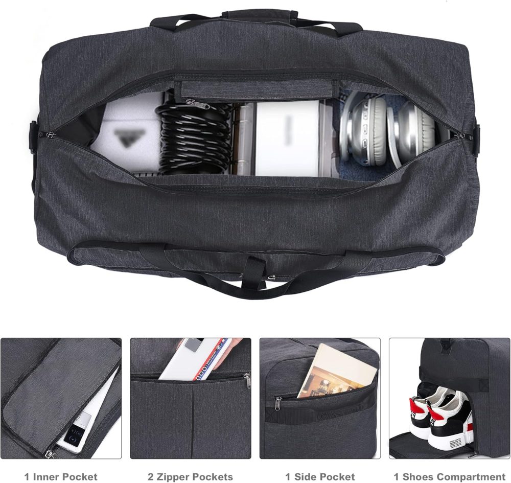 Urtala Travel Duffel Bag for Men & Women, 120L Holdall Bag Foldable Weekend Overnight Bag with Shoe Compartment & Shoulder Strap, Lightweight Waterproof - Image 6