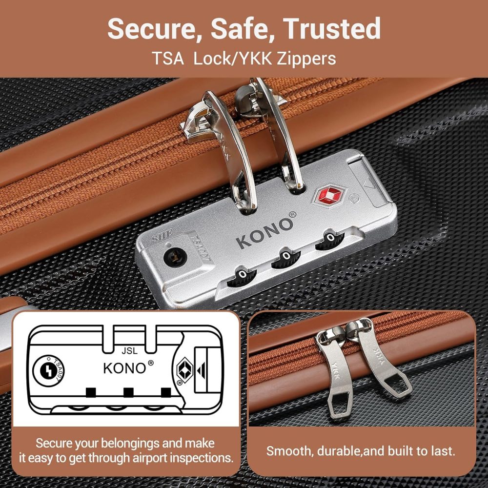 Kono Fashion Hand Luggage Lightweight ABS Hard Shell Trolley Travel Suitcase - Image 115