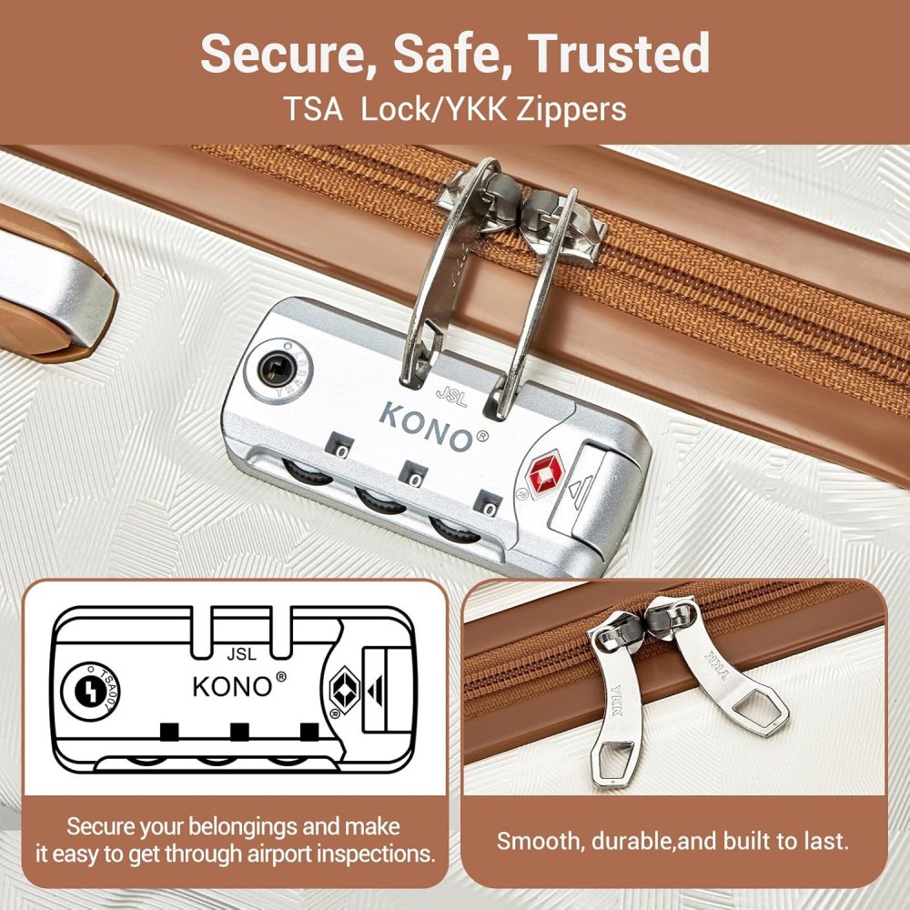 Kono Fashion Hand Luggage Lightweight ABS Hard Shell Trolley Travel Suitcase - Image 46