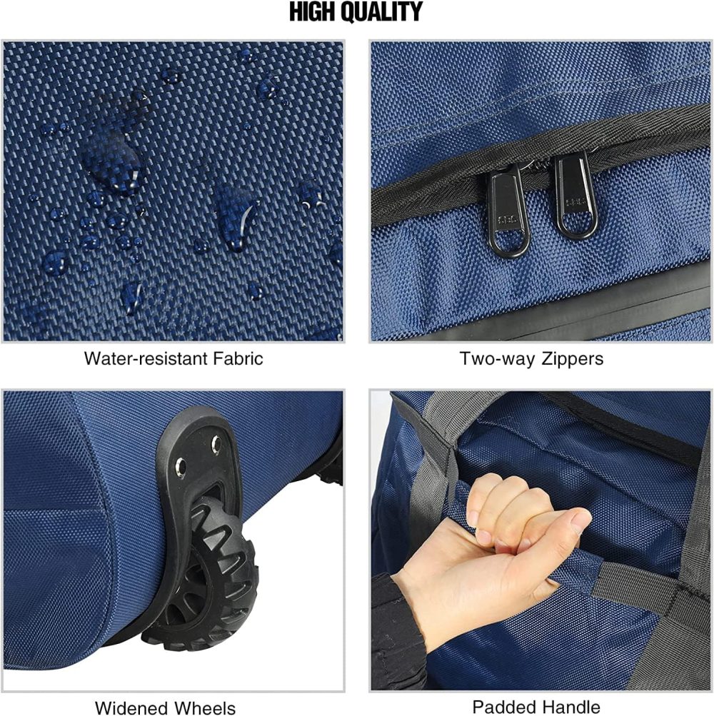 REDCAMP 120L Extra Large Holdall with Wheels, Foldable Wheeled Duffle Bag Travel Bag,Lightweight Waterproof Soft Suitcase Luggage with Rollers for Camping Sports Outdoor, Black - Image 6