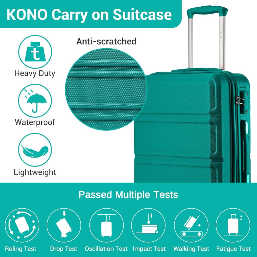 Kono Fashion Hand Luggage Lightweight ABS Hard Shell Trolley Travel Suitcase - Image 122
