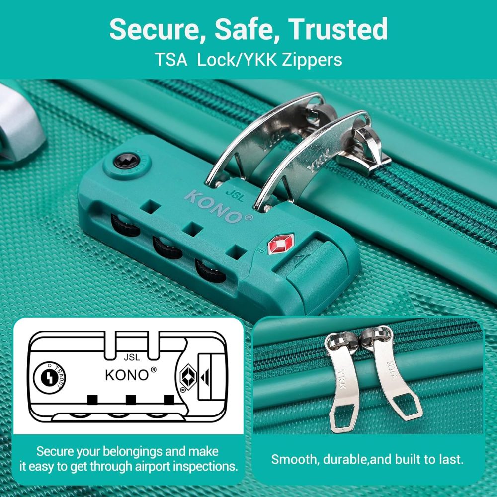 Kono Fashion Hand Luggage Lightweight ABS Hard Shell Trolley Travel Suitcase - Image 123