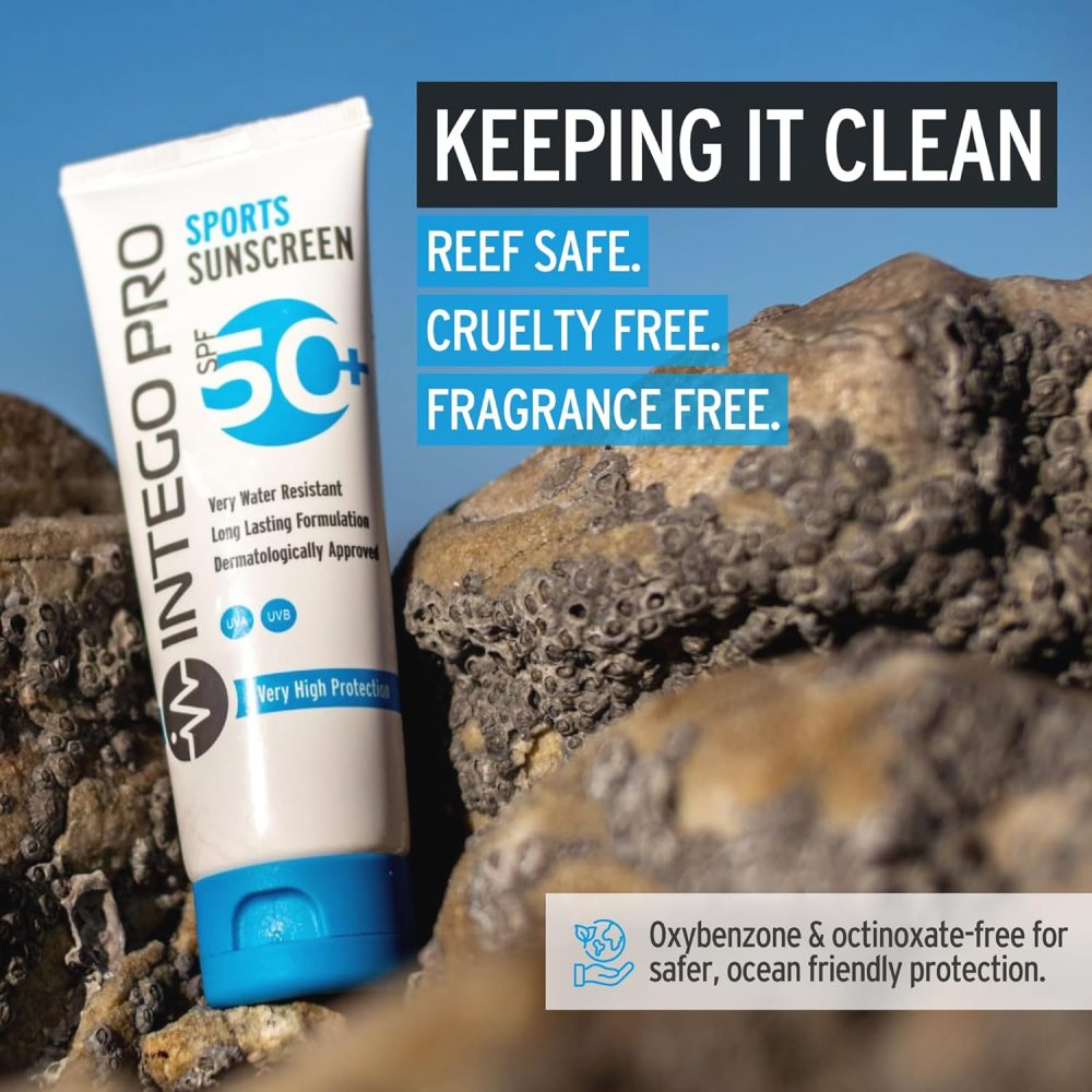 Intego Pro (SPF 50+) Sports Sunscreen | Very Water Resistant & Sweatproof Sun Cream with Zinc Oxide | Non Greasy Formula Suncream Approved by Athletes | Reef Safe, Fragrance Free, Hypoallergenic - Image 3