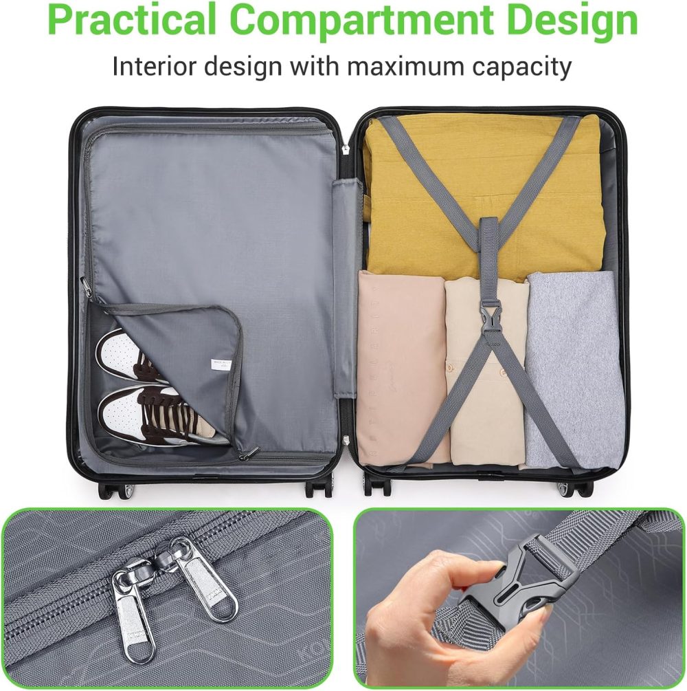 Kono Fashion Hand Luggage Lightweight ABS Hard Shell Trolley Travel Suitcase - Image 31