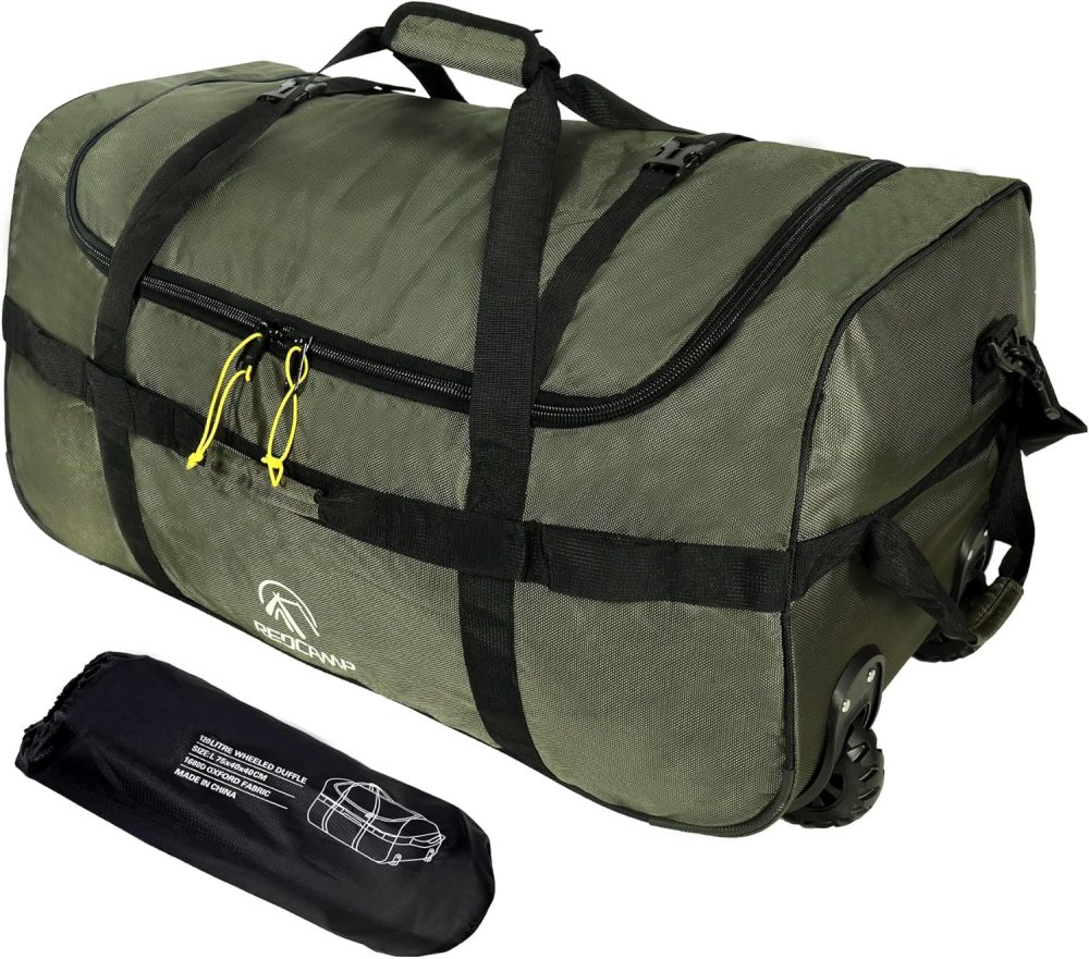 REDCAMP 120L Extra Large Holdall with Wheels, Foldable Wheeled Duffle Bag Travel Bag,Lightweight Waterproof Soft Suitcase Luggage with Rollers for Camping Sports Outdoor, Black - Image 10