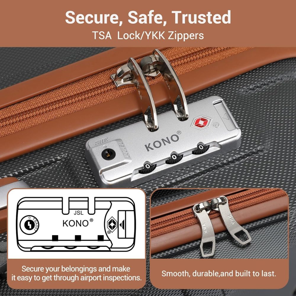 Kono Fashion Hand Luggage Lightweight ABS Hard Shell Trolley Travel Suitcase - Image 108