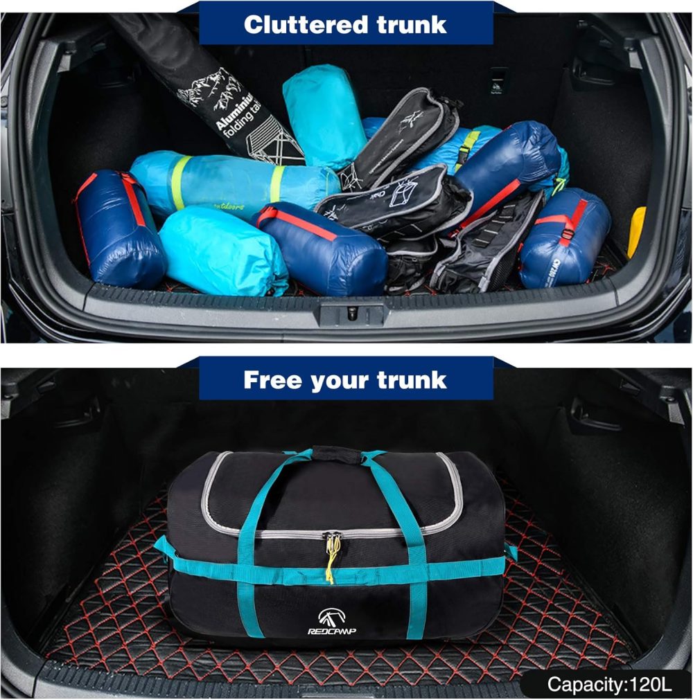REDCAMP 120L Extra Large Holdall with Wheels, Foldable Wheeled Duffle Bag Travel Bag,Lightweight Waterproof Soft Suitcase Luggage with Rollers for Camping Sports Outdoor, Black - Image 47