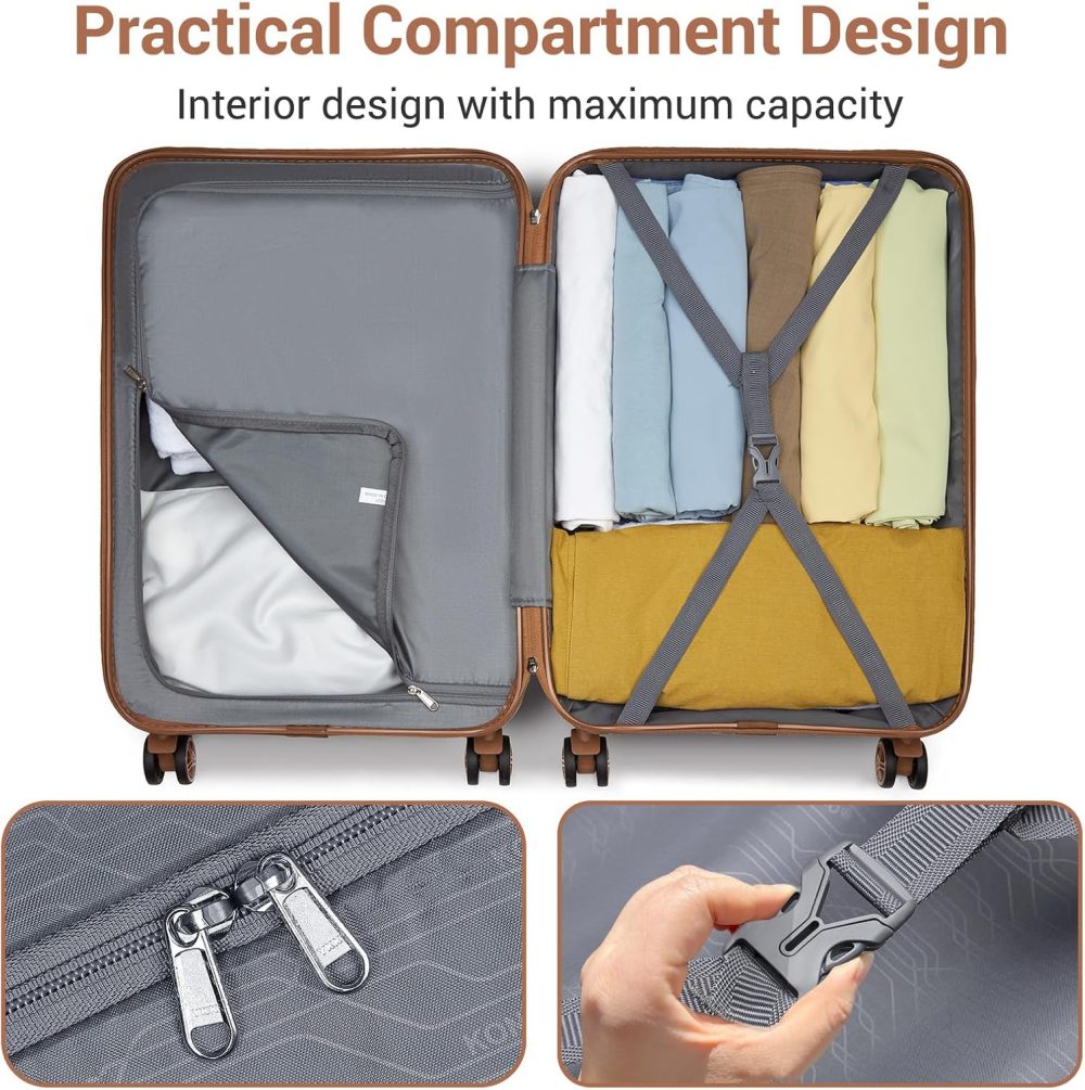 Kono Fashion Hand Luggage Lightweight ABS Hard Shell Trolley Travel Suitcase - Image 48