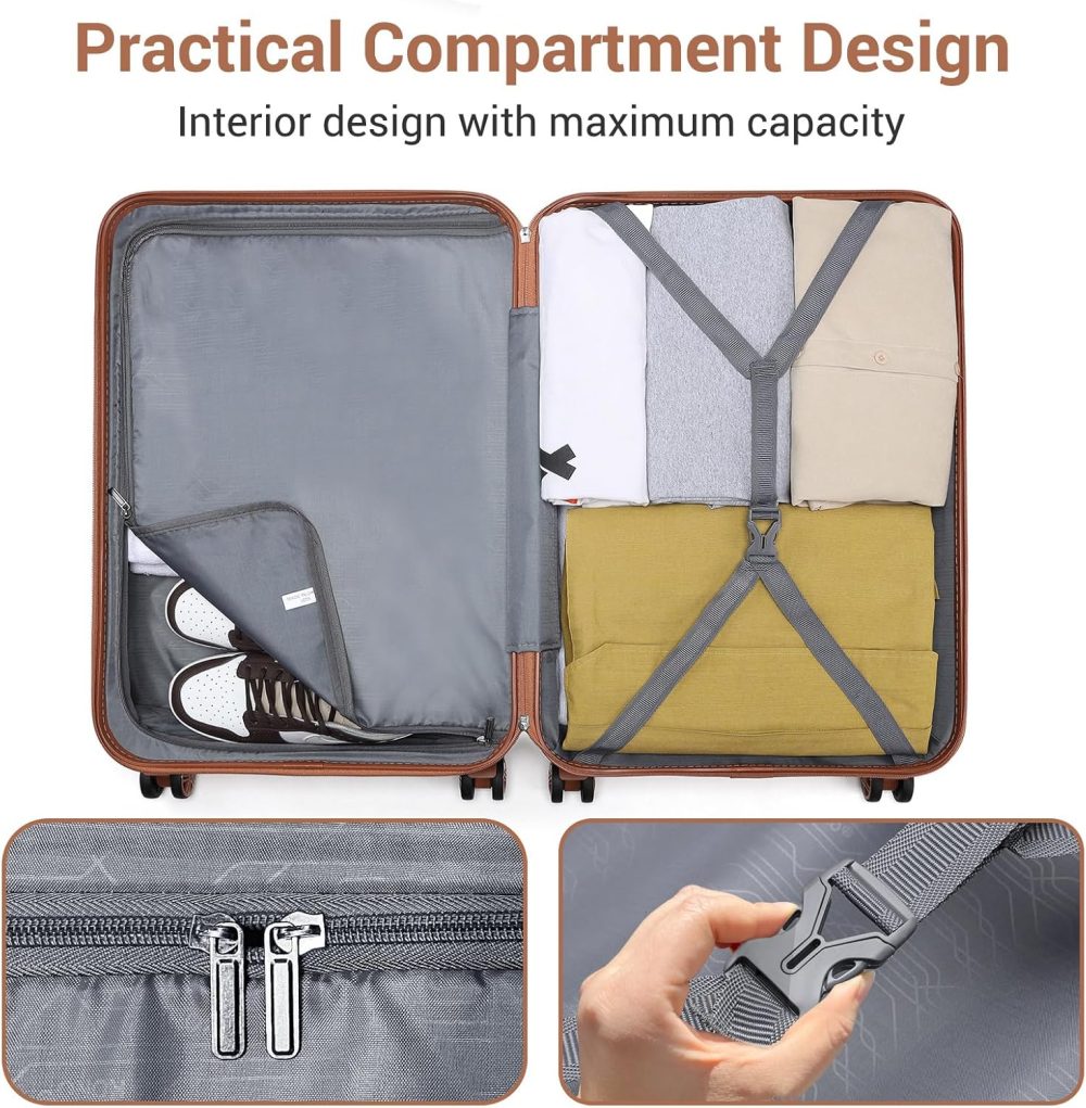 Kono Fashion Hand Luggage Lightweight ABS Hard Shell Trolley Travel Suitcase - Image 94