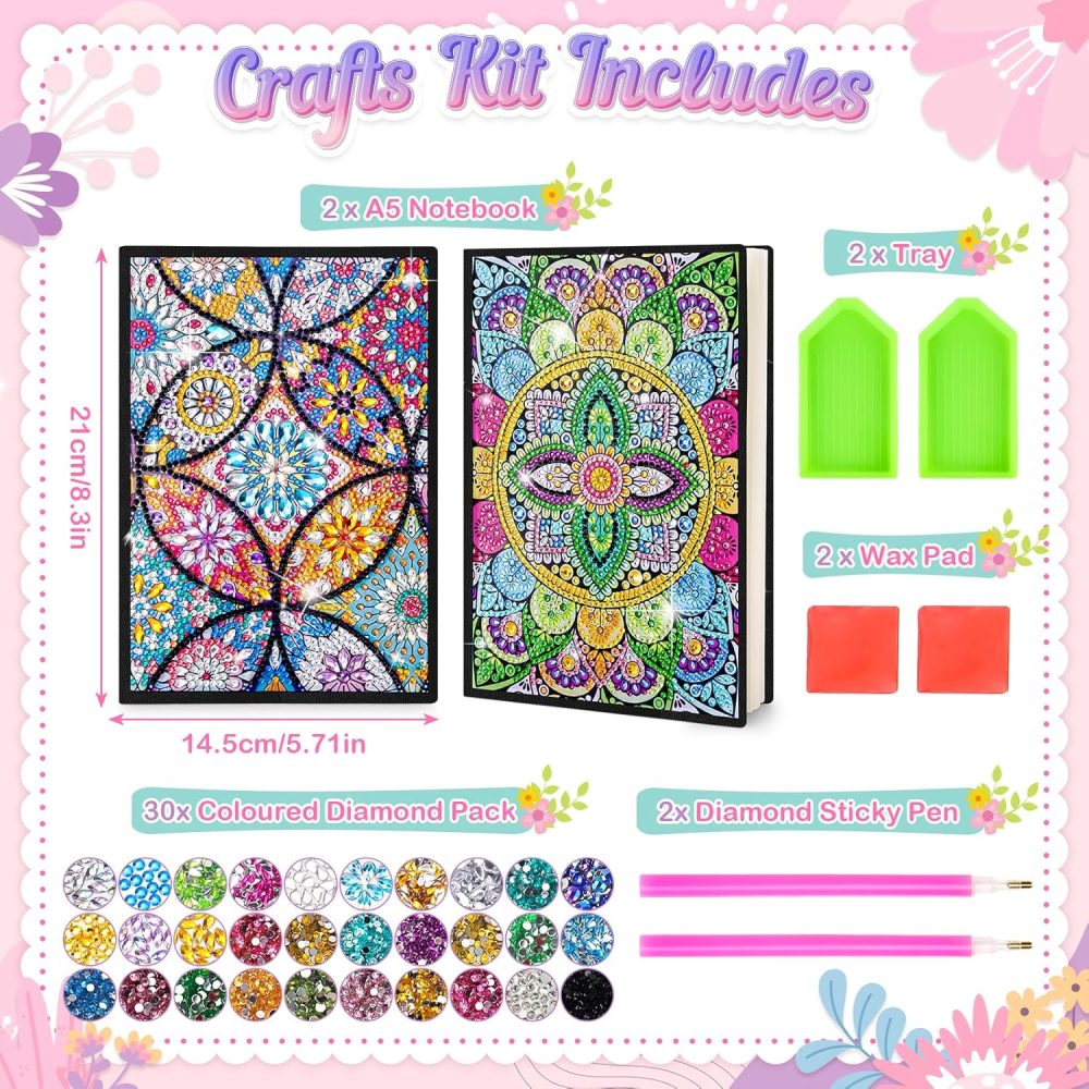 Gifts for 6 7 8 9 10 Year Old Girls: Arts and Crafts for Kids Age 8 10 12 Birthday Presents, Girls Craft Kits Diamond Art Painting Notebook, Creative Craft Toys Stationery Sets for Girl Age 5-12 - Image 5