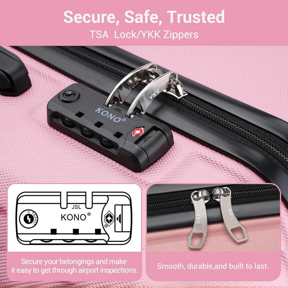 Kono Fashion Hand Luggage Lightweight ABS Hard Shell Trolley Travel Suitcase - Image 77