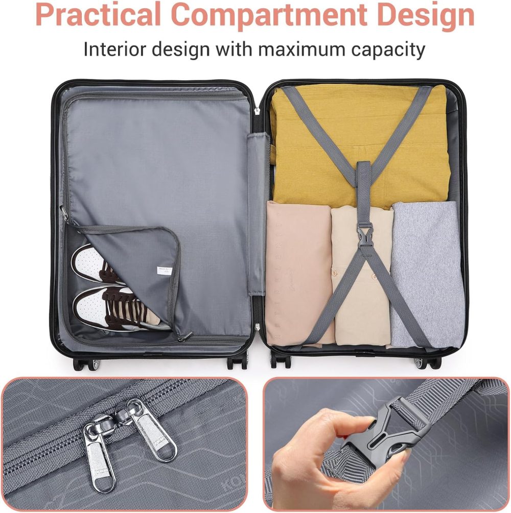 Kono Fashion Hand Luggage Lightweight ABS Hard Shell Trolley Travel Suitcase - Image 41