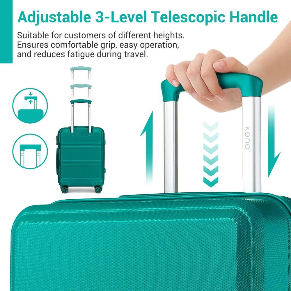 Kono Fashion Hand Luggage Lightweight ABS Hard Shell Trolley Travel Suitcase - Image 125