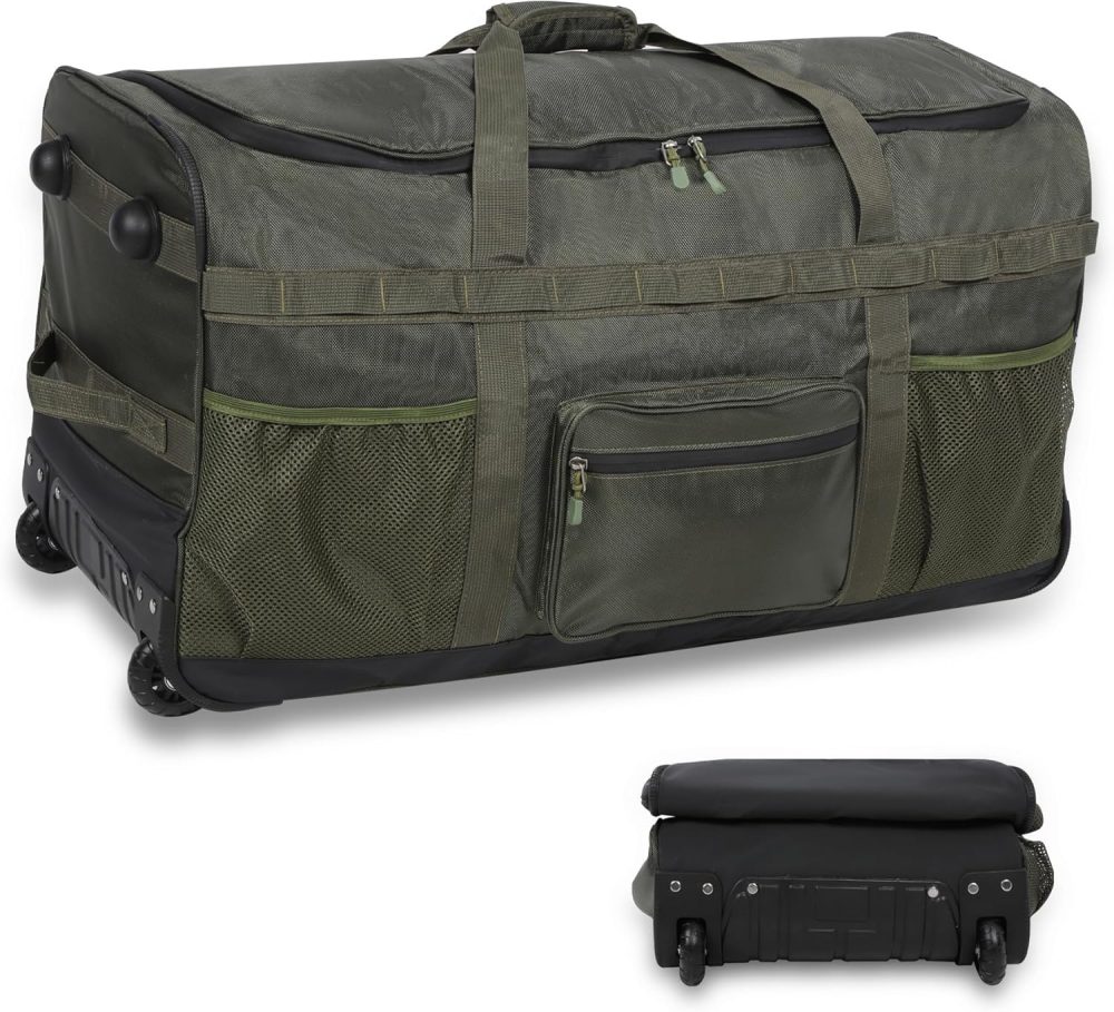 REDCAMP 120L Extra Large Holdall with Wheels, Foldable Wheeled Duffle Bag Travel Bag,Lightweight Waterproof Soft Suitcase Luggage with Rollers for Camping Sports Outdoor, Black - Image 36