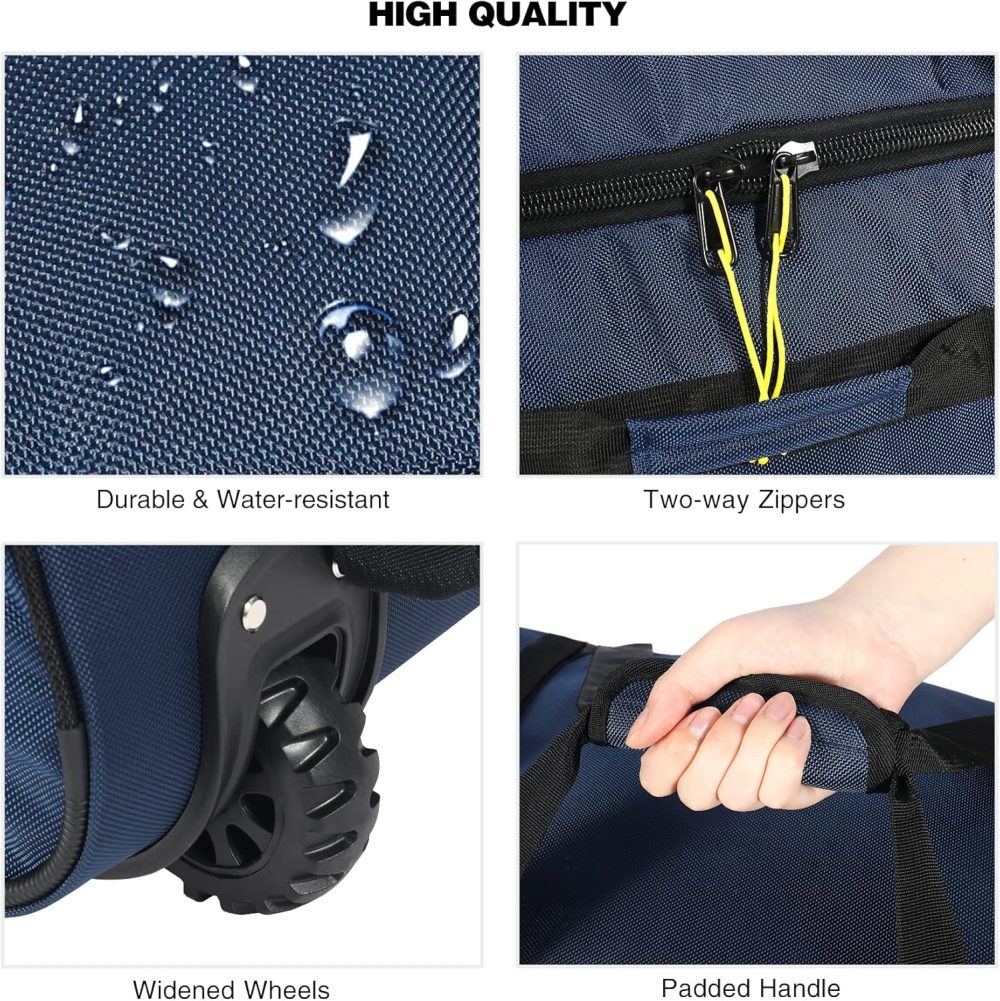REDCAMP 120L Extra Large Holdall with Wheels, Foldable Wheeled Duffle Bag Travel Bag,Lightweight Waterproof Soft Suitcase Luggage with Rollers for Camping Sports Outdoor, Black - Image 71