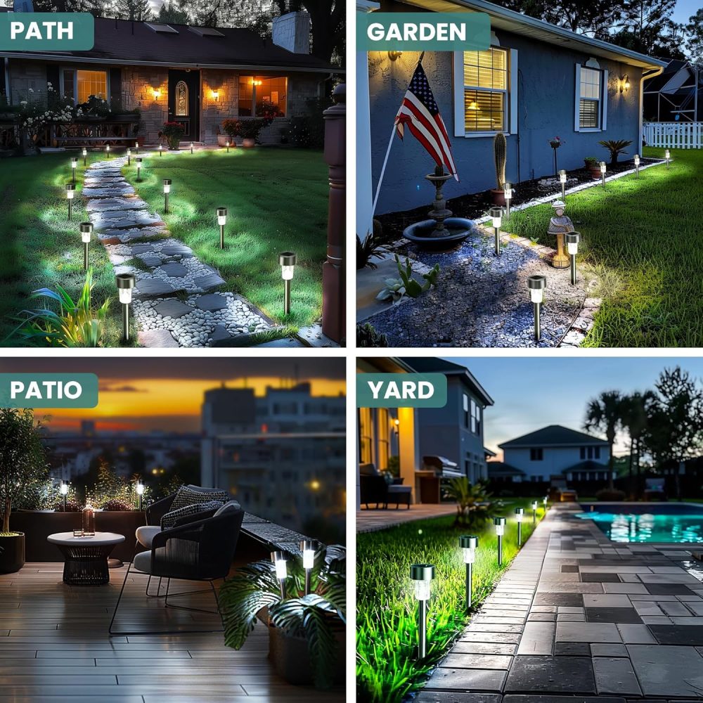 GIGALUMI Solar Lights Outdoor Garden Waterproof,12 Pack,Stainless Steel LED Solar Garden Lights for Patio, Lawn, Yard and Landscape Decor, Cold White - Image 27