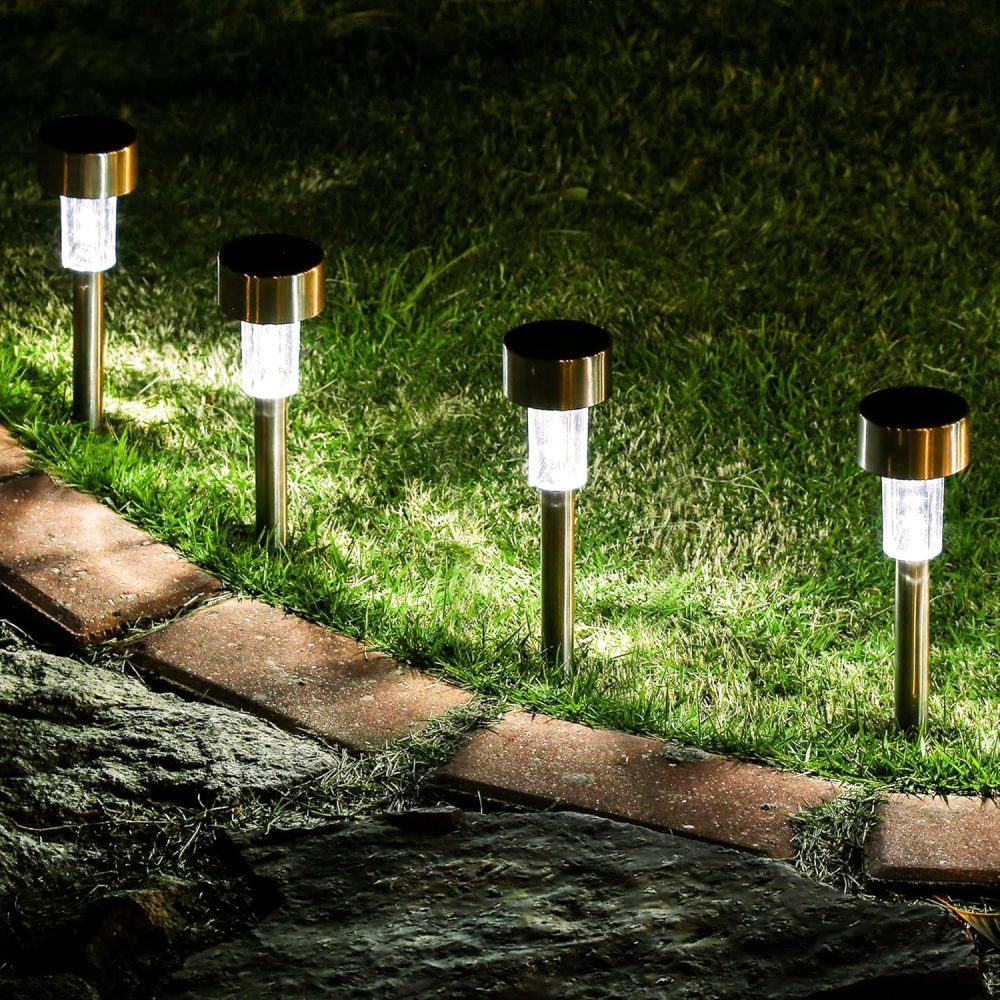 GIGALUMI Solar Lights Outdoor Garden Waterproof,12 Pack,Stainless Steel LED Solar Garden Lights for Patio, Lawn, Yard and Landscape Decor, Cold White - Image 10