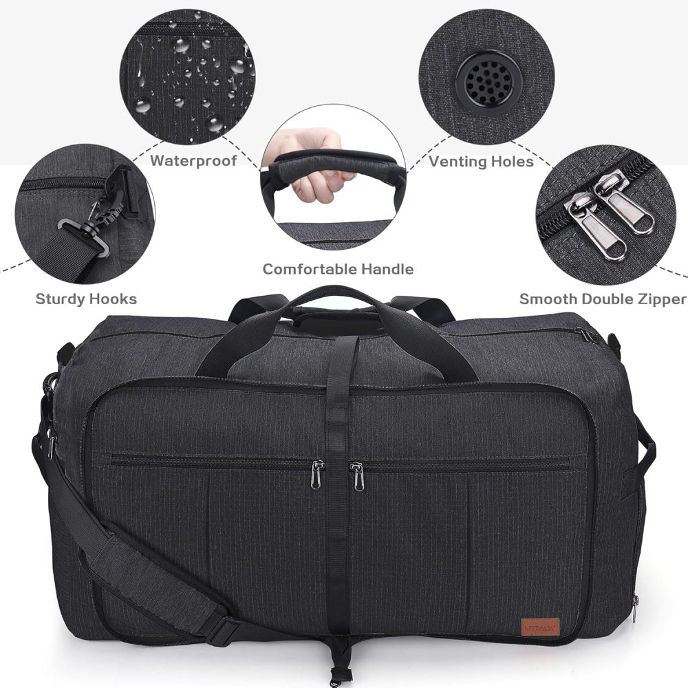 Urtala Travel Duffel Bag for Men & Women, 120L Holdall Bag Foldable Weekend Overnight Bag with Shoe Compartment & Shoulder Strap, Lightweight Waterproof - Image 3
