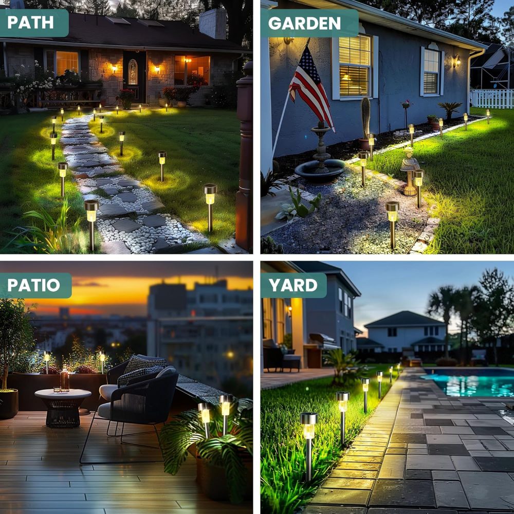 GIGALUMI Solar Lights Outdoor Garden Waterproof,12 Pack,Stainless Steel LED Solar Garden Lights for Patio, Lawn, Yard and Landscape Decor, Cold White - Image 17