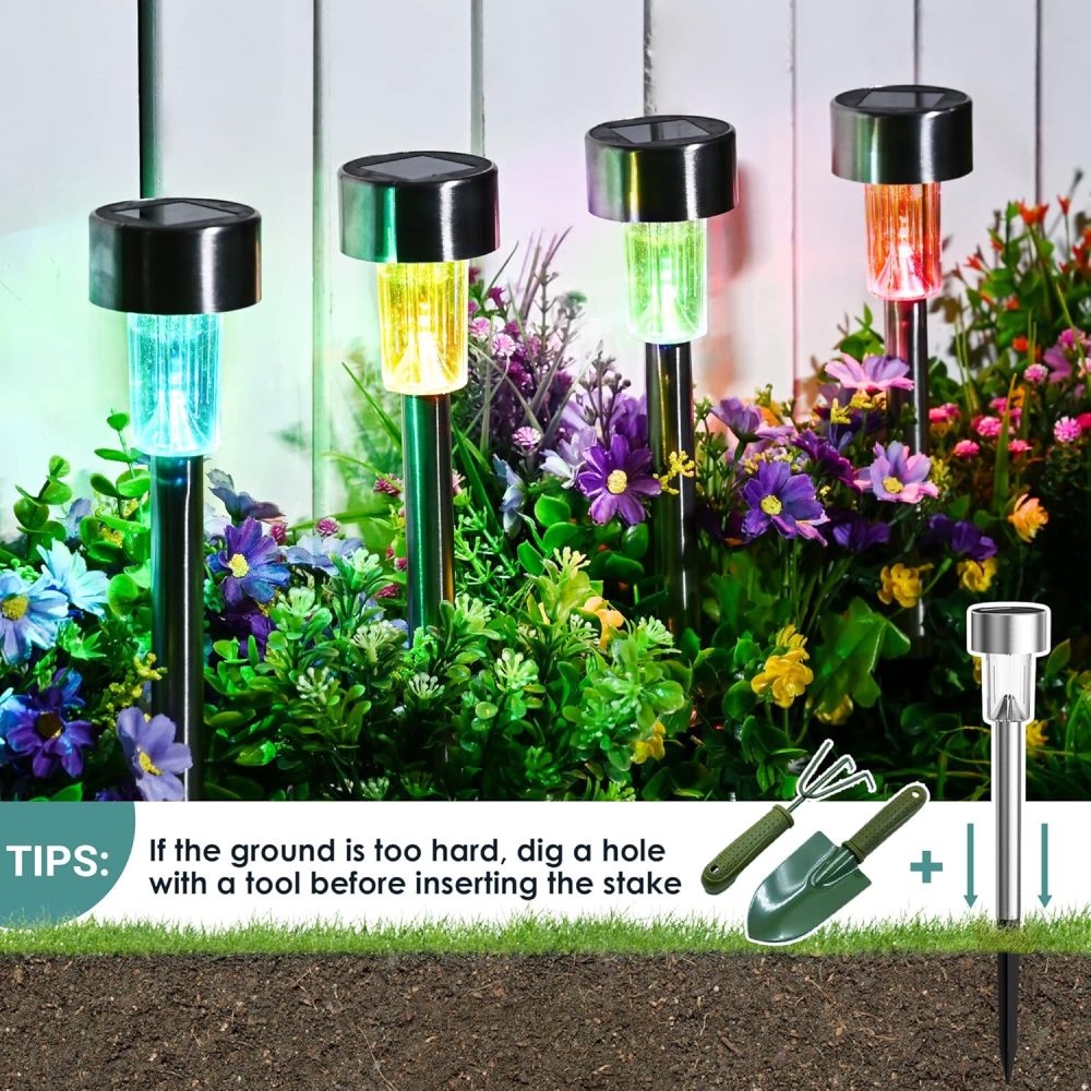 GIGALUMI Solar Lights Outdoor Garden Waterproof,12 Pack,Stainless Steel LED Solar Garden Lights for Patio, Lawn, Yard and Landscape Decor, Cold White - Image 57