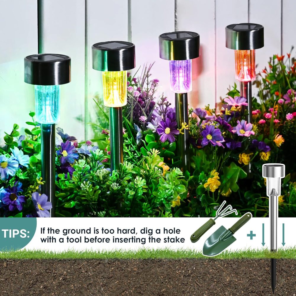 GIGALUMI Solar Lights Outdoor Garden Waterproof,12 Pack,Stainless Steel LED Solar Garden Lights for Patio, Lawn, Yard and Landscape Decor, Cold White - Image 45