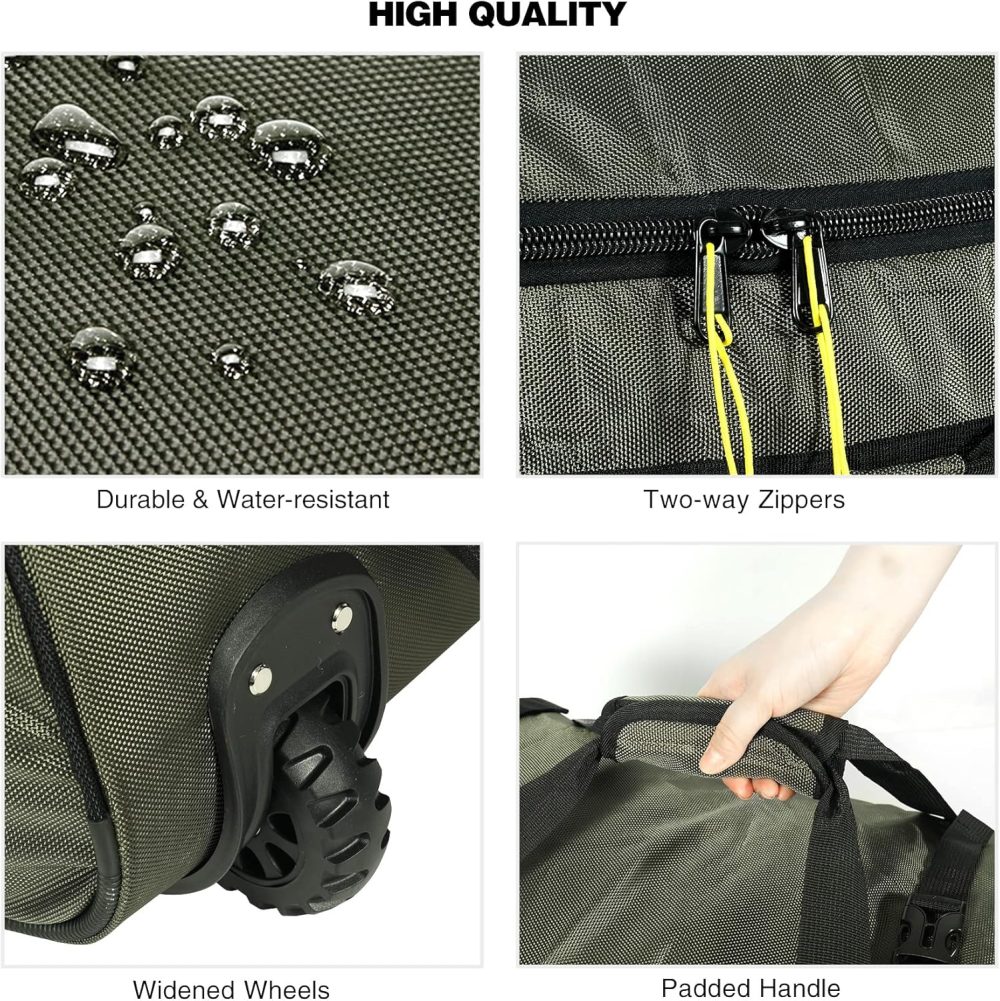 REDCAMP 120L Extra Large Holdall with Wheels, Foldable Wheeled Duffle Bag Travel Bag,Lightweight Waterproof Soft Suitcase Luggage with Rollers for Camping Sports Outdoor, Black - Image 12
