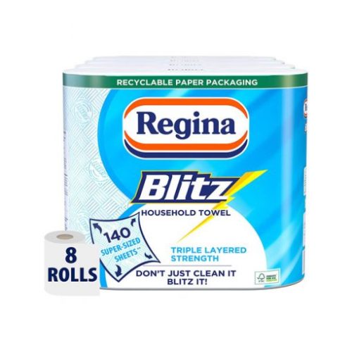 【Exclusive for new TK users】Regina Blitz 8 Count 60 Super-Sized Sheets Household Towel – Triple Layered Strength-toilet paper