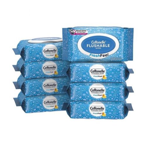 【Exclusive for new TK users】Cottonelle FreshFeel Flushable Adult Wet Wipes, 8 Flip-Top Packs(336 Total Wipes)-toilet paper